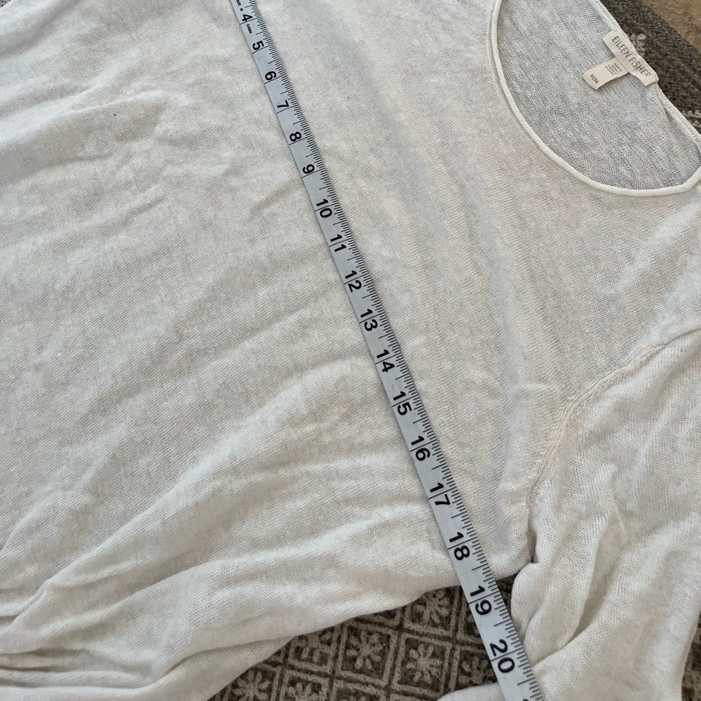 100% organic linen timeless minimalist Eileen Fisher ruched lagenlook shirt - Picture 5 of 7